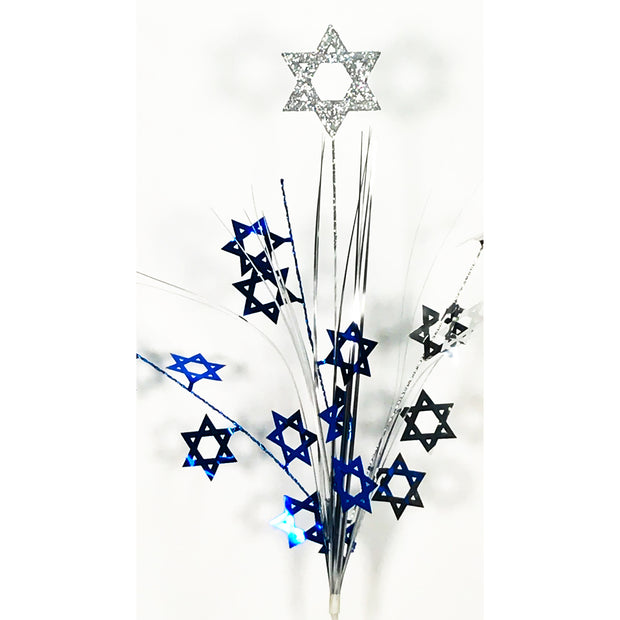 Glitter Top Star of David Spray-Blue/Silver